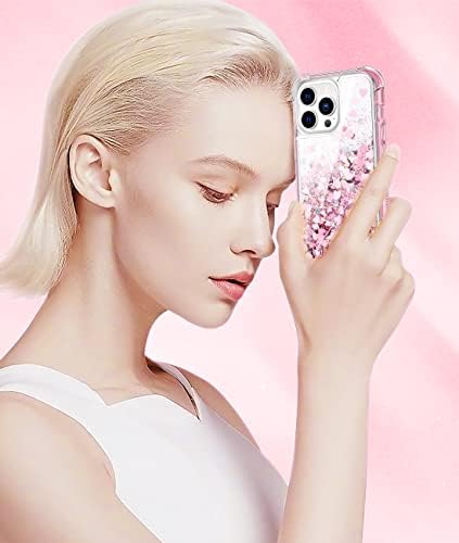Caka para iPhone 13 Pro Max Case Glitter Girls Girls com protetor de tela embutido Bling Sparkle Liquid Quickssnd