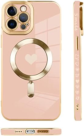 Bonoma para iPhone 12 Pro Max Case [Suporte para MagSafe] Love Padrão de coração Eletroplate magnético Eletroplate