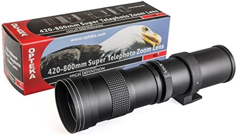 Opteka 420-800mm f/8.3 HD Lens de zoom telefoto com filtro UV e tripé para Pentax Pentax K-1, K-3 II, KP, K-70,