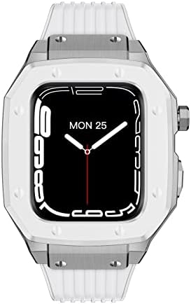 Caixa de relógio de liga Kanuz para a série Apple Watch Series 7 6 5 4 SE 45mm 42mm 44mm Metal Luxury Metal Rubber