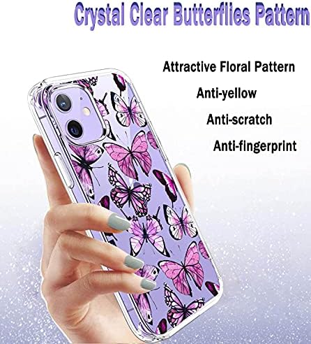 Yiyiyaya para iPhone 12, iPhone 12 Pro Case com protetor de tela incorporado, padrão floral claro