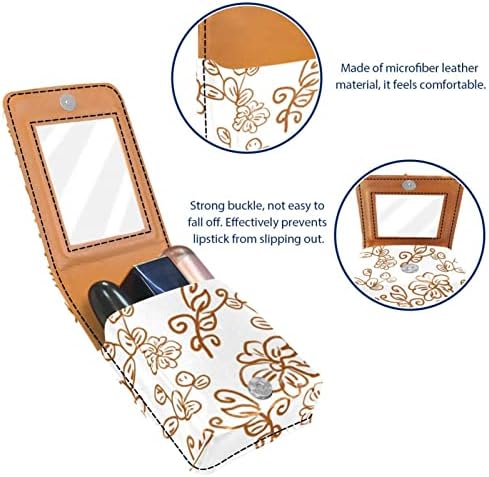 Caixa de batom Oryuekan com espelho bolsa de maquiagem portátil fofa, bolsa cosmética, floral