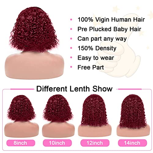 Olfory 99 J Borgonha Curly Human Hair Wigs para mulheres negras Mulheres curtas perucas encaracoladas perucas