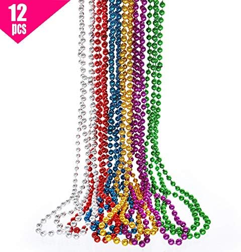 Giftexpress variado Mardi Gras Contas Colar, colares de contas metálicas coloridas 33 para fantasia de Mardi