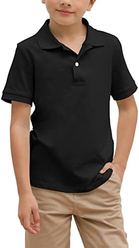 Camisa pólo de manga curta de uniforme escolar para meninos, fechamento de botões, camisas esportivas