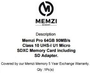 MEMZI PRO 64GB CLASS 10 90MB/S MICRO SDXC CARTÃO de memória com adaptador SD e leitor de micro
