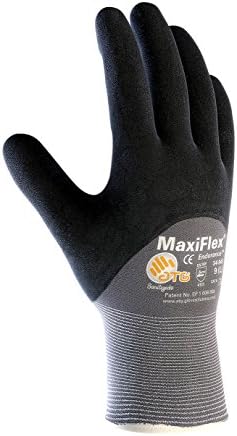 Pip Médio Maxiflex resistência por ATG Black Nitrile Palm, dedo e articulações de luvas de trabalho