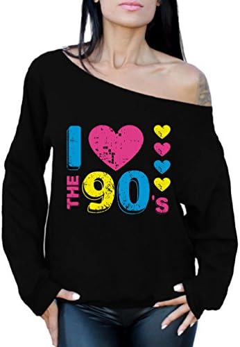 Estilos desajeitados femininos I Love the 90's Off the ombro tops for Women Sweatshirts para os fãs dos anos 90