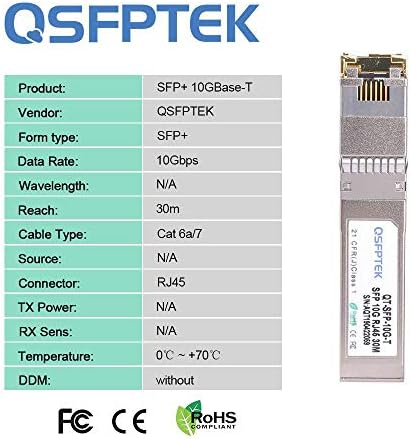4PACK 10GBASE-T SFP+ TO RJ45 Módulo de cobre transceptor mini-GBIC para Cisco SFP-10G-T-S, Ubiquiti UF-RJ45-10G,