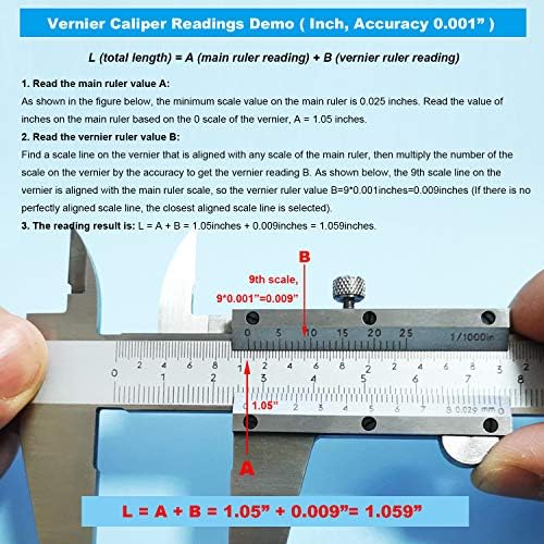 Zlksker 0-12 polegada/300mm Palier vernier, ferramenta de medição de precisão de aço inoxidável, profundidade/medição interna/externa/etapa, 0,001 /0,02mm