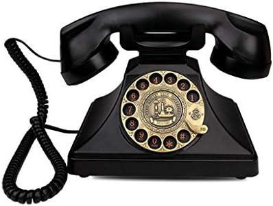 Walnuta Rotário Dial Telefone Retro antiquado telefonea fixo com campainha de metal clássica, telefone com