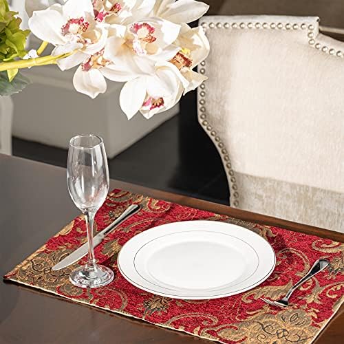 Loom e Mill Luxury Damask Placemats, conjunto de 4 tapetes de mesa de mesa para mesa de cozinha de mesa de