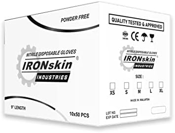 Ironskin Nitrile Luve preto com Diamond Grip 10 Box/ Carton | 50 PCs/ caixa [Made na Malásia]