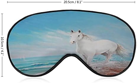 Cavalo branco na praia Sleeping Blventfold Mask fofo olho capa engraçada com alça ajustável para homens