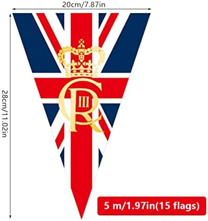 Banners de festas infantis, bandeira da união bandeira do rei Charles Decorações de coroação Banner de