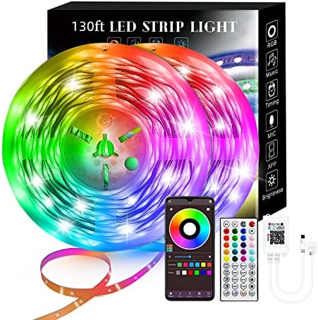 Luzes de tira LED de 130 pés, luzes musicais RGB Mudança de cor, luzes de controle de aplicativos