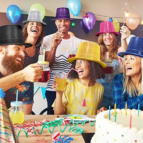 12 Pacote de glitter brilhante Mini Capt de Festa Fun Hats para Adultos Chapéu de Chapéu de Plástico Variação