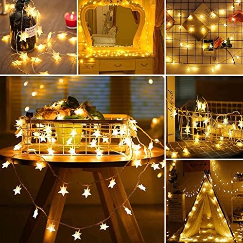 Bateria de Fairy Lights LED operada, Mini Luzes de fadas estreladas por fadas estreladas da bateria para quarto, Natal, festas, casamento, peça central, Luz quente de decoração