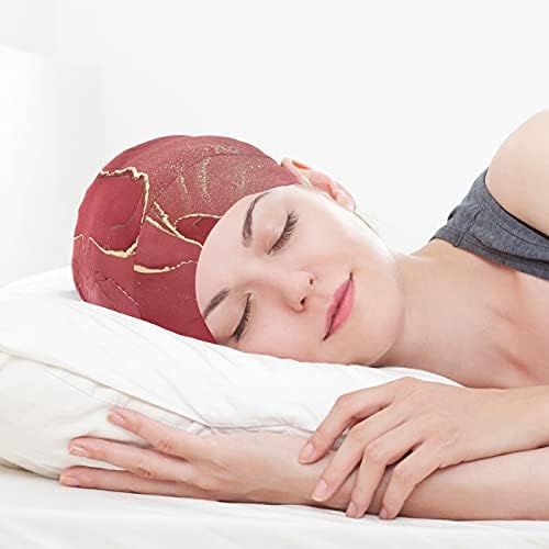 Skull Cap boné de tampa do sono para chapéu de capô para mulheres Red Rose Mármore listrado Abstrato floral Sleeping