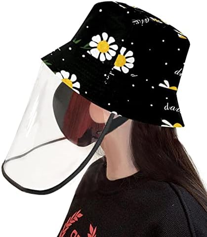 Chapéu de proteção para adultos com escudo facial, chapéu de pescador anti -sun tap, flower margarida