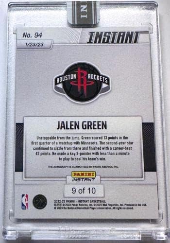 Jalen Green assinou a Career High 42 pontos para Win Panini Instant Auto Card 94 - Cartões autografados