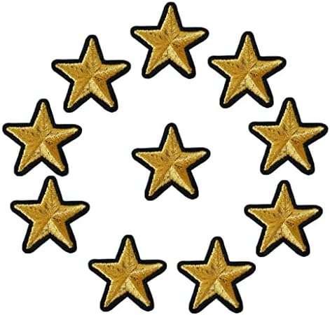 TJLSS 10pcs Estrelas de ouro bordadas Costuras costuram ferro em crachás para sacola de jeans