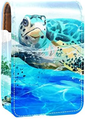 Mini estojo de batom com espelho para bolsa, Tartaruga marinha Organização portátil de capa portátil de tartaruga