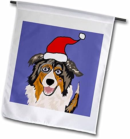 3drosrose fofo engraçado engraçado Shepherd Puppy Dog in Santa Hat Christmas - Flags
