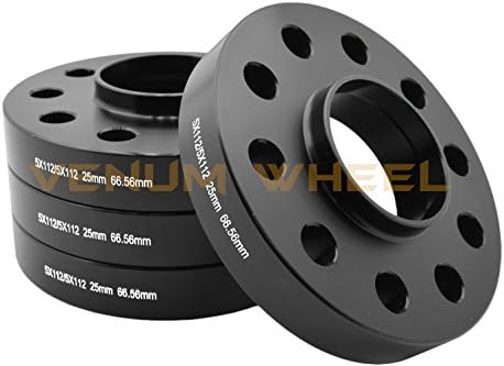 5x112 kit de espaçadores de rodas hubcentric preto 25 mm de espessura + 20 parafusos de terminal