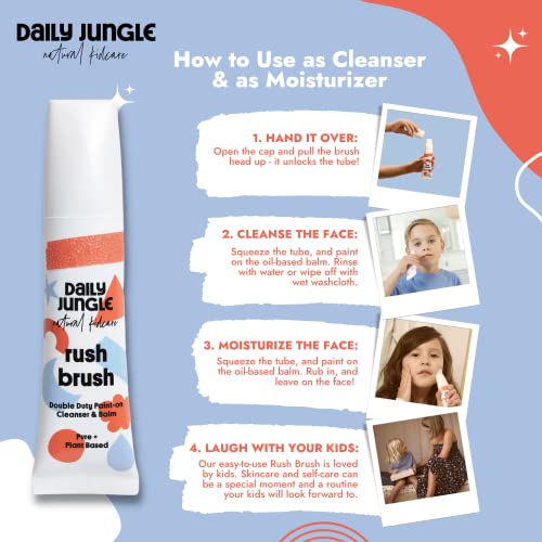 Kit de lavagem de rosto diário da selva - limpador natural e bálsamo hidratante para meninos e meninas