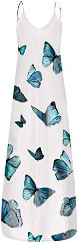 Vestido de verão da cintura para mulheres sexy Butterfly Print Evening Festy Dress Loose O-Gobes Vestido