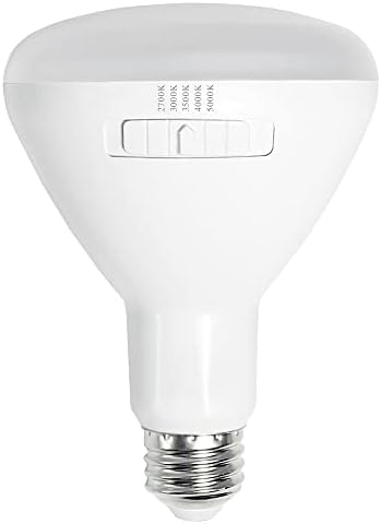 Maxxima 5 CCT BR30 Lâmpada de inundação LED, 8 watts, 75 watts equivalente, 850 lúmens, 2700k/300k/3500k/4000k/5000k, lâmpadas recuadas selecionáveis ​​de cor diminuídas, listados listados