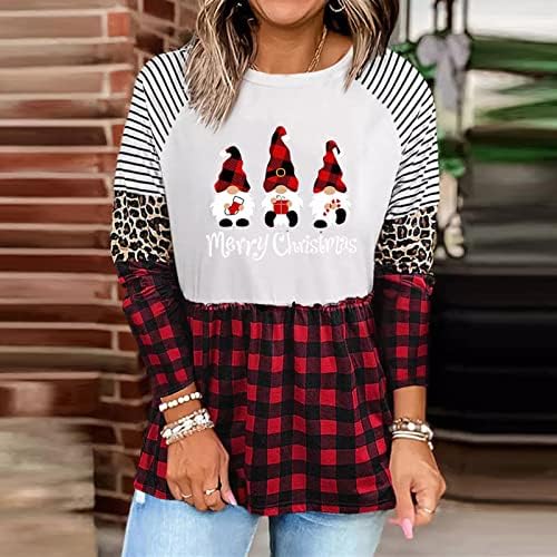 Mulheres Shusuen Moda Modol acolchoado Impressão de Natal Fall/Winter Crew pescoço Swearwear solto tops confortáveis