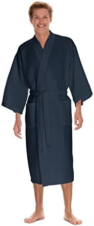 Robe de waffle masculino de Boca Terry, manto de spa de malha waffle, longo luminosa de algodão Kimono Hotel Robe
