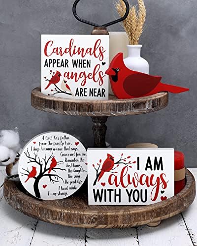 Cardinal Triered Bandey Decor Gifts Memorial Gifts Wooden Red Birds Cardinals Decorações de Natal O sinal da