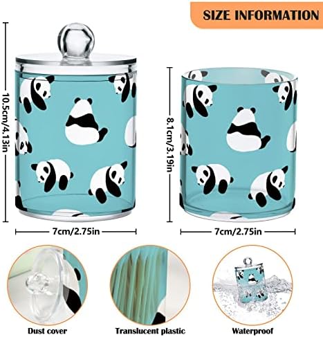 Hjjkllp 4 pacote fofo panda de plástico transparente jarra de boticário para swab de algodão, cotonete, almofada,