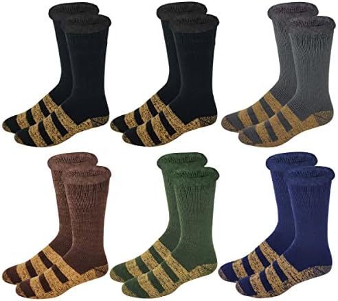 Diferentes pares de 6 pares embalam meias térmicas para homens e mulheres, meias de bota não