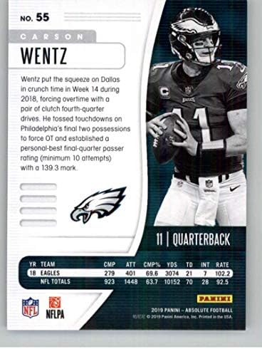 2019 Absolute 55 Carson Wentz Philadelphia Eagles NFL Football Trading Card