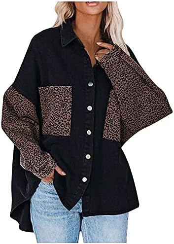 Blusa de inverno Mulheres de manga comprida tendências da faculdade Cheetah com bolsos sobretudo se encaixa
