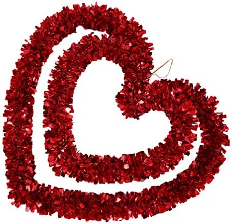 PretyZoom Casamento Decorações penduradas Red Werething Wreaths Wreaths Tinsel Heart Shaped Wrinal