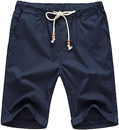 Calça de shorts masculinos da Kingaggo calça elástica de cintura sólida calça curta de calça curta