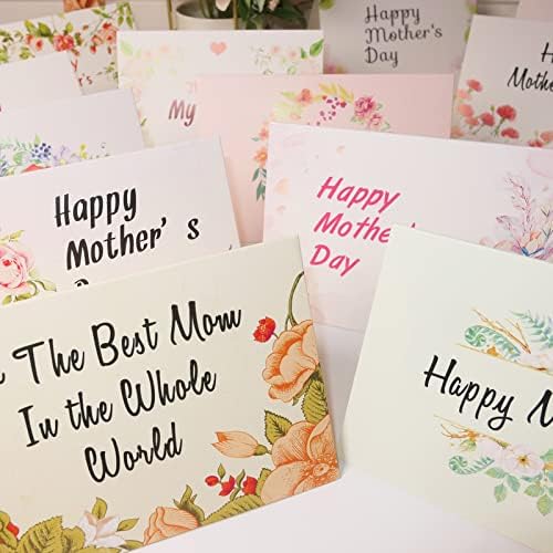 Haddiy Happy Mothers Day Cards Bulk, 12 Set Floral Day Day Greeting Cartões de nota com envelopes