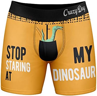Camisetas de cachorro louco masculino param de olhar para os meus boxers de dinossauros engraçados piadas sexuais sarcásticas roupas íntimas para caras