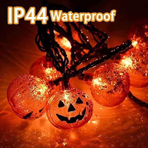 Romasaty Halloween String Lights, luzes de corda de abóbora de 8,5 pés com 10 lâmpadas para decoração de festas de Halloween ao ar livre e interior