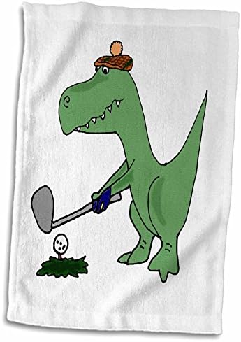 3d Rose engraçado Green Trex Dinosaur jogando golfe twl_203784_1 Toalha, 15 x 22, multicolor