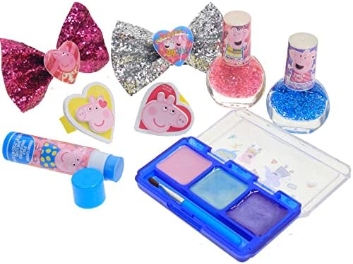 Peppa Pig - Townley Girl Backpack Bolsa de maquiagem cosmética Conjunto com espelho flip -up inclui brilho labial,