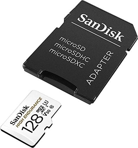 Sandisk High resistência 128 GB Memory Memory Memory com adaptador Funciona com a câmera Dash Rexing V1, V1-4K,