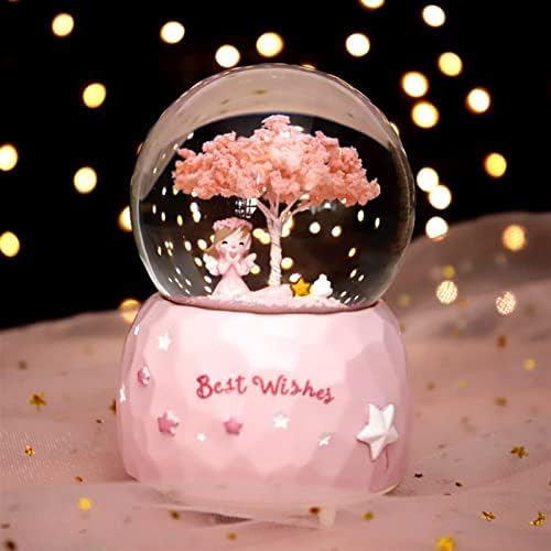 Globos de neve para meninas Sakura Girl Crystal Ball Pink Presente para meninas Flutuando Flakes de neve