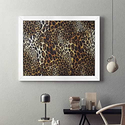 Kits de pintura de diamante com padrão de leopardo picture moldura 5d broca completa de broca de shinestone artes decoração de parede para adultos madeira branca 50 * 40cm