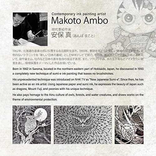 Pintura de tinta japonesa de um gato eu sou mãe de makoto anbo, reprodução original emoldurada,